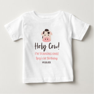 T-shirt Pour Bébé Sainte vache, j'ai un an ! 1ère fête d'anniversair