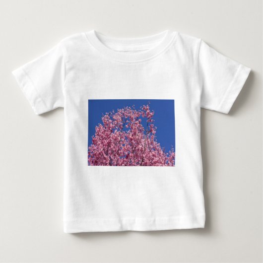 T-shirt Pour Bébé Sakura Cerisiers en Fleur Dans Le Bleu (Devant)