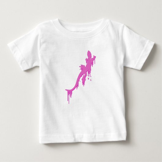 T-shirt Pour Bébé Salamandre Rose Distressée Avec Lavette De Peintur (Devant)
