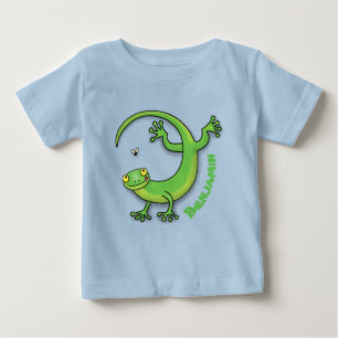 T-shirt Pour Bébé Salutations de gecko vert heureux mignon avec dess