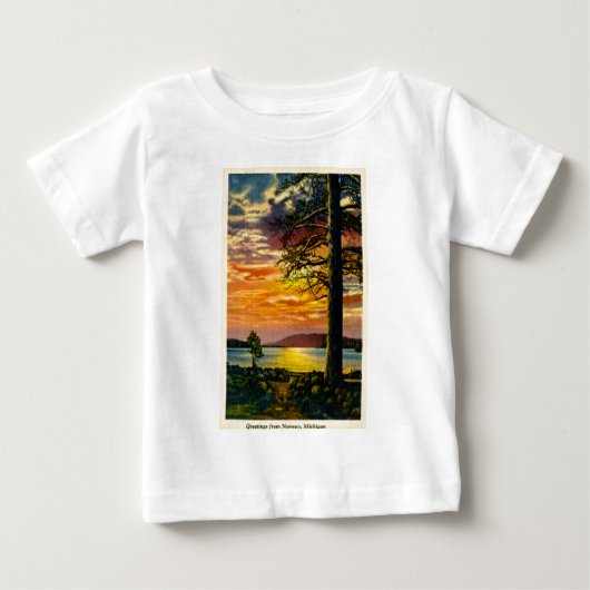 T-shirt Pour Bébé Salutations de Norvège, Michigan - Vintage (Devant)
