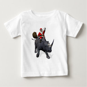 T-shirt Pour Bébé Santa Claus Rides Rhino Rhinoceros