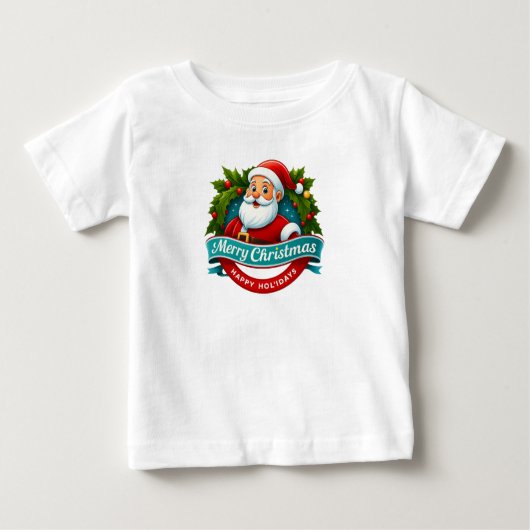 T-shirt Pour Bébé Santa Merry Christmas Happy Holidays (Devant)