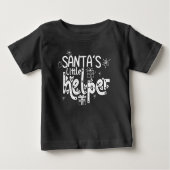 T-shirt Pour Bébé Santas Little Helper Heart White Script Cadeau Mot (Devant)
