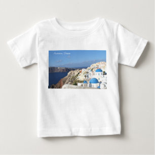 T-shirt Pour Bébé Santorini, Grèce, Village-Oia, photographie, bleu