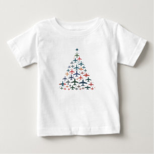 T-shirt Pour Bébé Sapin de Noël Avion Pilote Rétro Volant Vol