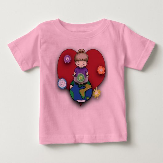 T-shirt Pour Bébé Sara Fay Méditant sur le monde avec des éléments (Devant)