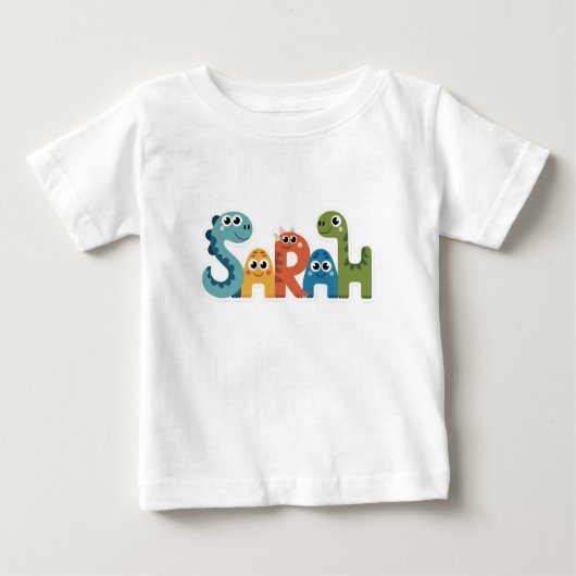 T-shirt Pour Bébé Sarah Dinosaur Nom Cute Dino Lettres Design (Devant)