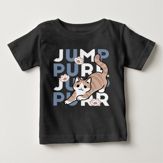 T-shirt Pour Bébé Sauter Purr Jump : Conception de chat joueuse avec (Devant)