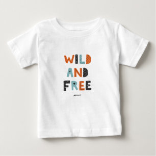 T-shirt Pour Bébé Sauvage et libre Lettres Doodle