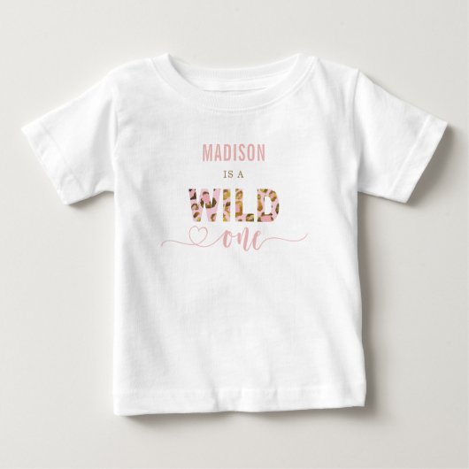 T-shirt Pour Bébé Sauvageone Blush Rose Jungle Safari 1er Anniversai (Devant)