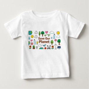 T-shirt Pour Bébé Sauvez notre planète  dessin d'enfants  crayon de 