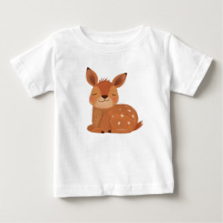 T-shirt Pour Bébé Scandi Folk T-Shirt Bébé Cerf Forêt Faon