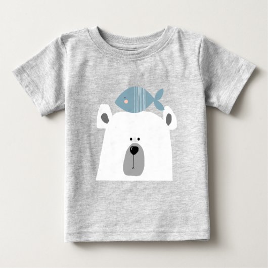T-shirt Pour Bébé Scandi mignon ours polaire et poisson (Devant)