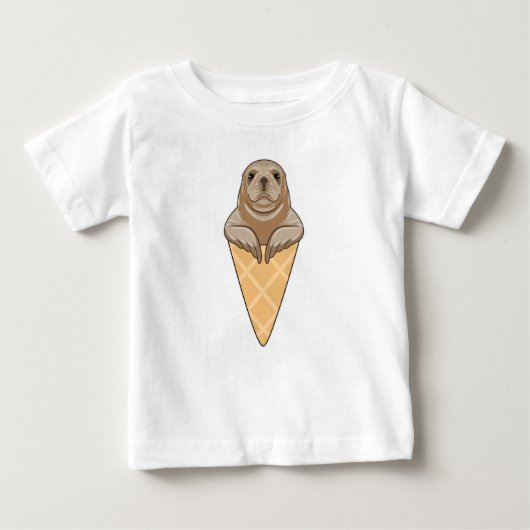 T-shirt Pour Bébé Sceau avec cône de crème glacée (Devant)