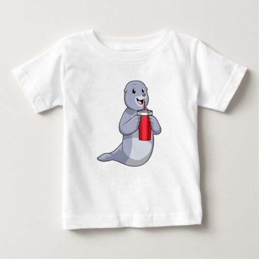 T-shirt Pour Bébé Sceau avec tasse à boire (Devant)