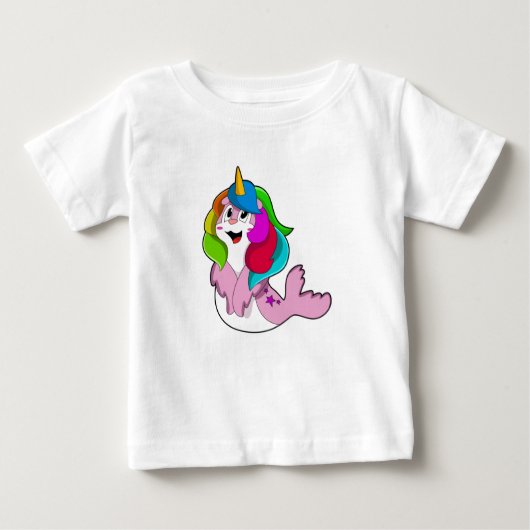 T-shirt Pour Bébé Sceau comme licorne (Devant)