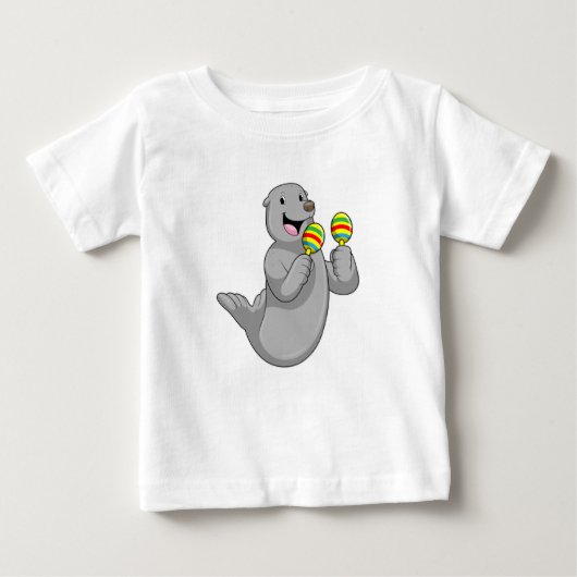 T-shirt Pour Bébé Sceller comme musicien avec Maracas (Devant)