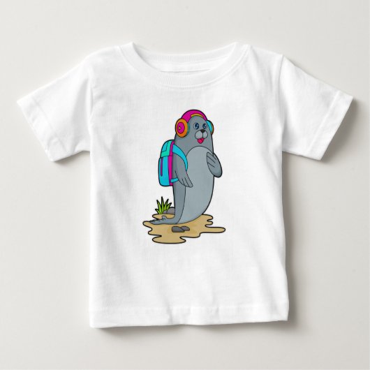 T-shirt Pour Bébé Sceller comme randonneur avec sac à dos (Devant)