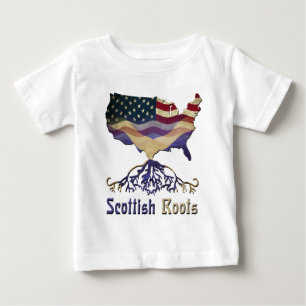 T-shirt Pour Bébé Scottish Roots USA Flag Heritage