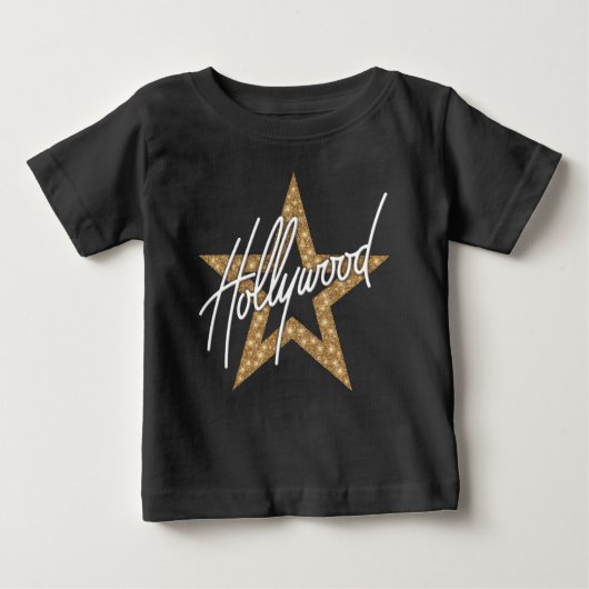 T-shirt Pour Bébé Script à main blanche hollywoodien avec étoile (Devant)