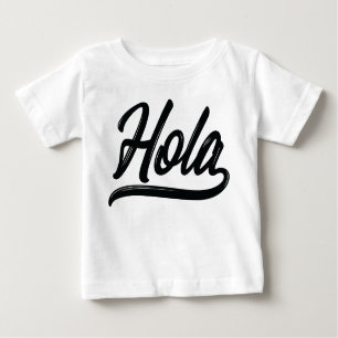 T-shirt Pour Bébé Script Hola (Noir)