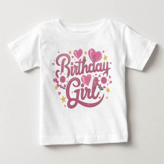 T-shirt Pour Bébé Script moderne Birthday Girl Baby (Devant)