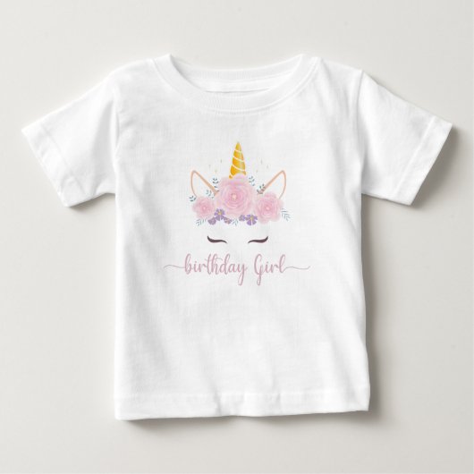 T-shirt Pour Bébé Script moderne Unicon Fille d'anniversaire (Devant)