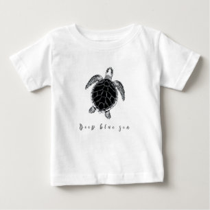 T-shirt Pour Bébé Sea turtle b/w