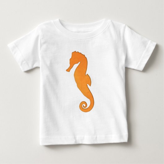T-shirt Pour Bébé Seahorse orange silhouette Simple mignonne nautiqu (Devant)