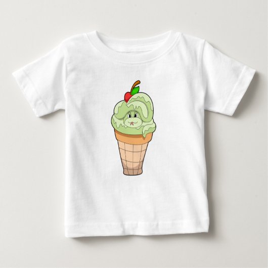 T-shirt Pour Bébé Serpent avec cône crème glacée & cerise (Devant)