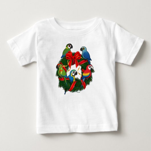 T-shirt Pour Bébé Serre de Noël Birdorable Macaws (Devant)