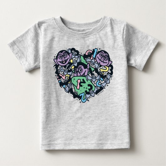 T-shirt Pour Bébé Sésame Sésame | Comte von Count Doodle Heart (Devant)