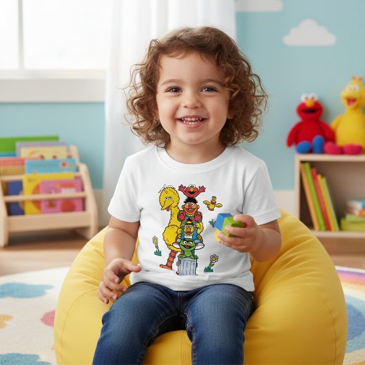 T-shirt Pour Bébé Sesame Street Characters & Street Sign Baby T-Shir