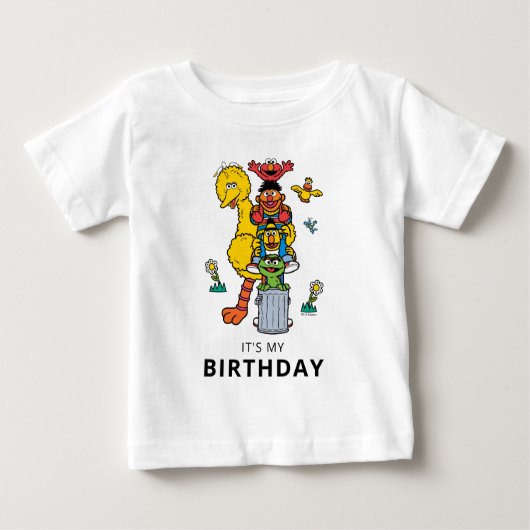 T-shirt Pour Bébé Sesame Street Characters & Street Sign Birthday Ba (Devant)