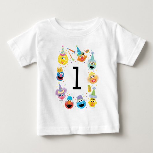 T-shirt Pour Bébé Sesame Street Confetti Anniversaire (Devant)