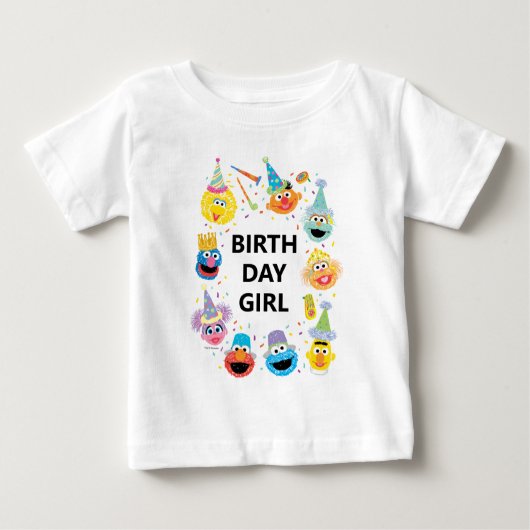 T-shirt Pour Bébé Sesame Street Confetti Anniversaire Fille (Devant)