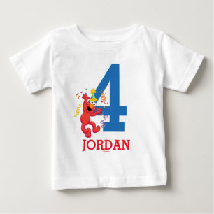 T-shirt Pour Bébé Sesame Street   Elmo - Anniversaire 4 ans arc-en-c