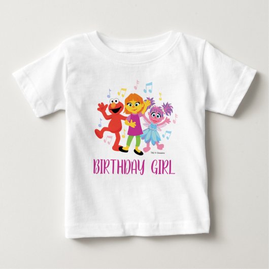 T-shirt Pour Bébé Sesame Street | Julia, Elmo & Abby - Anniversaire (Devant)