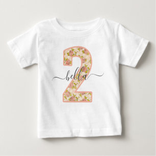 T-shirt Pour Bébé Shabby Chic Roses & Custom Name 2e fête d'annivers