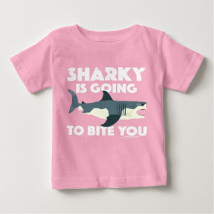 T-shirt Pour Bébé Sharky Va Vous Bite Design - Baby Fine Jer