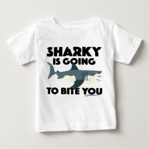T-shirt Pour Bébé Sharky Va Vous Bite Design - Baby Fine Jer