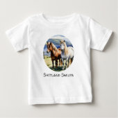 T-shirt Pour Bébé Shetland sourit Poney mignonne (Devant)