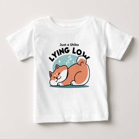 T-shirt Pour Bébé Shiba Inu Art : Juste un Shiba Lying Low (Devant)