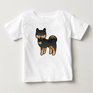 T-shirt Pour Bébé Shiba Inu de dessin animé noir et feu
