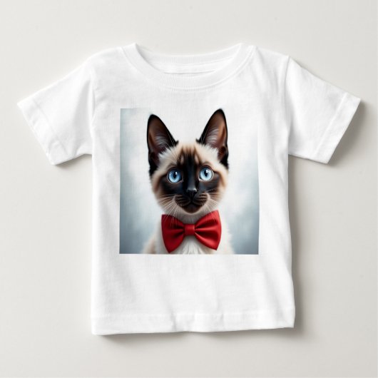 T-shirt Pour Bébé Siamese Kitten with Red Bow (Devant)