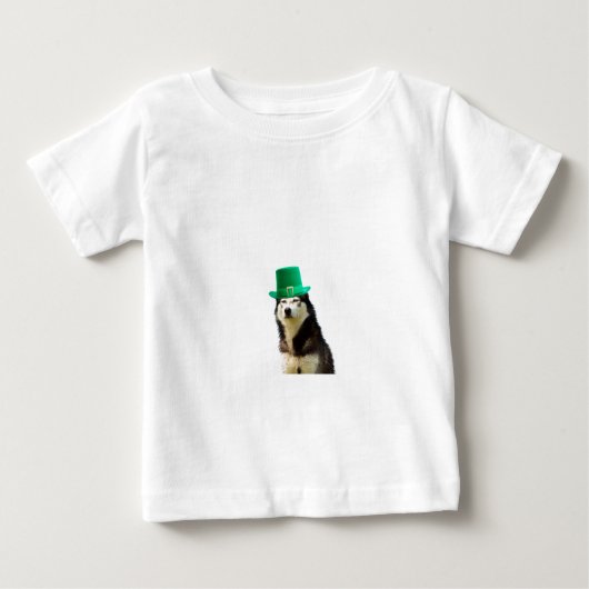 T-shirt Pour Bébé Sibérien Husky Chien Saint Patrick jour (Devant)