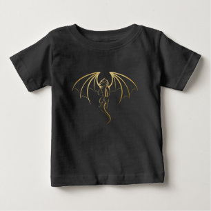 T-shirt Pour Bébé Sigile de dragon légendaire métal doré