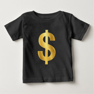 T-shirt Pour Bébé Signe de dollar en or – Argent Luxueux Minimaliste