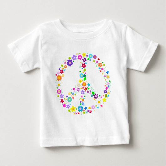 T-shirt Pour Bébé Signe de paix des fleurs (Devant)